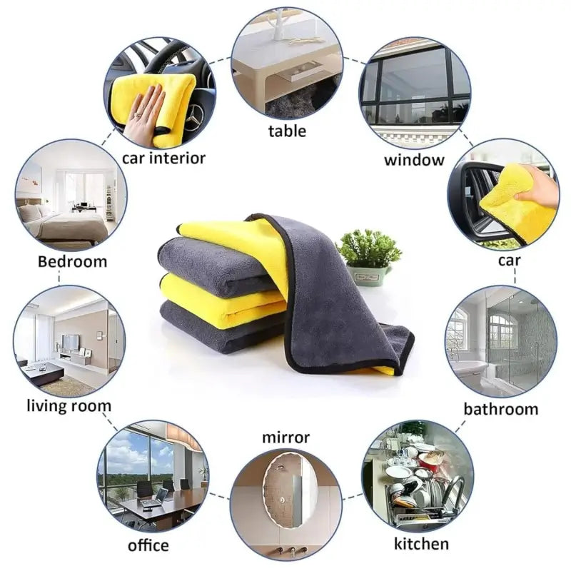 Premium Microfiber Cleaning Cloth (40×30 cm) – High Absorbent, Scratch-Free & Quick-Dry Towel for Car, Bike, Home & Kitchen