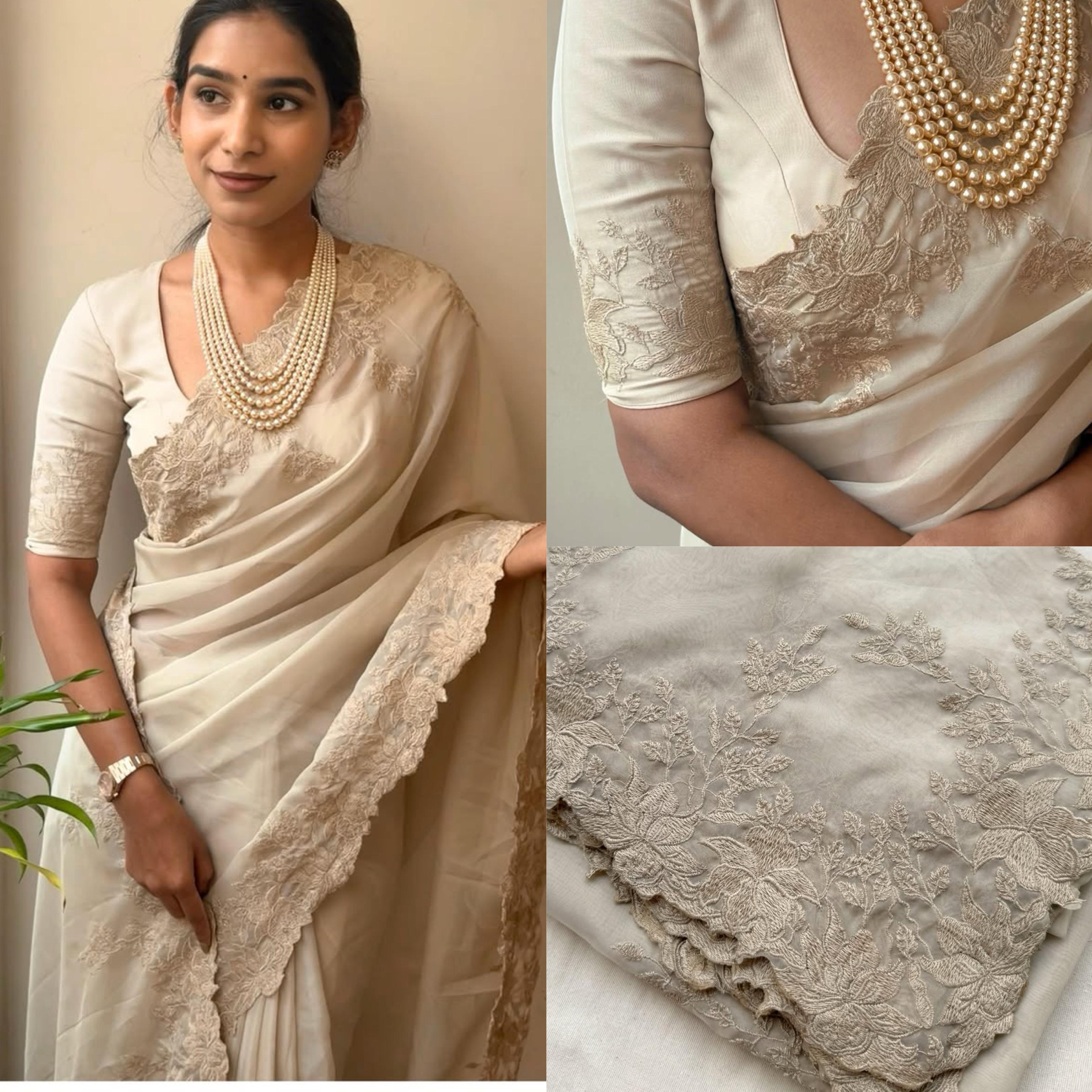 LUXE Organza Embroider Saree with scollap work