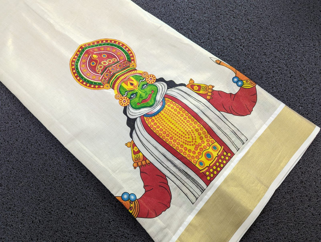 Big Kathakali Pattu Pavada Golden Tissue unstiched material