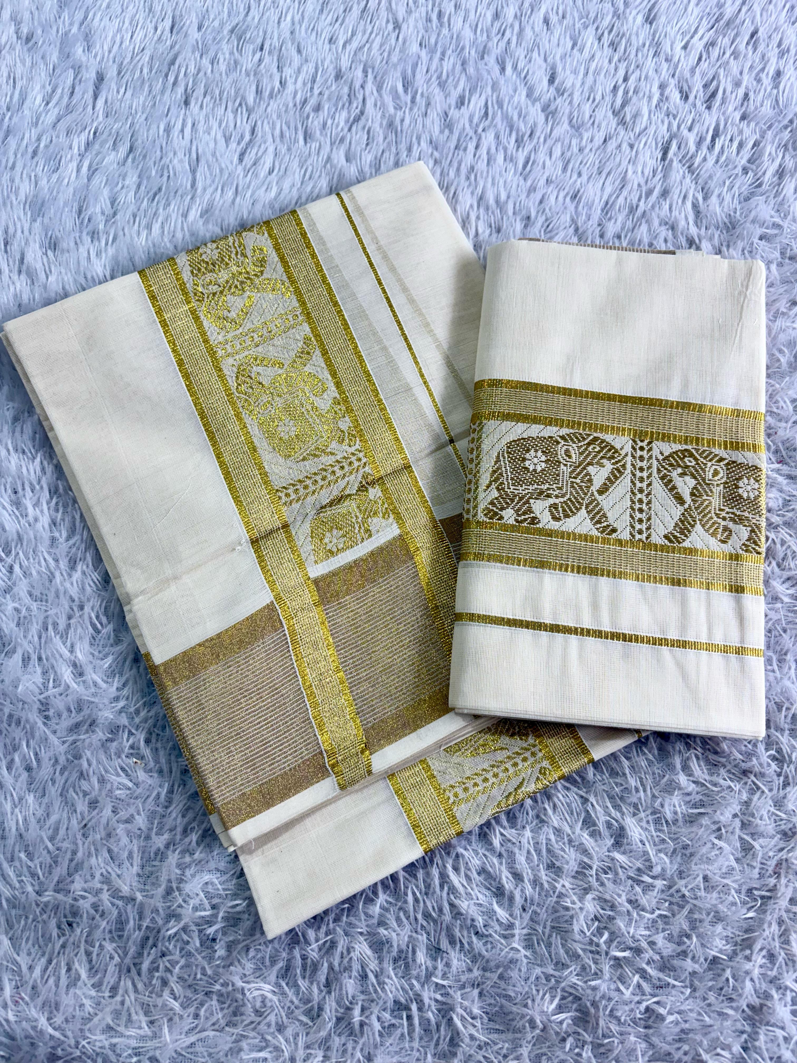 Pure Cotton Kasavu Weave Set Mundu