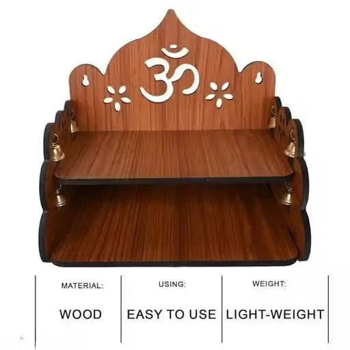 Wooden Handcrafted Om Pattern Home Temple