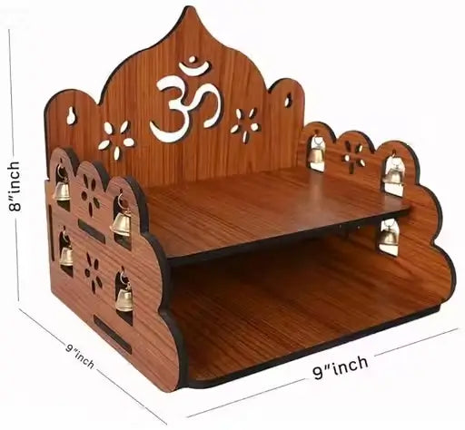 Wooden Handcrafted Om Pattern Home Temple