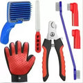 4 in 1 Pet Grooming Kit Slicker Brush Nail Clipper Toothbrush and Bath Glove Set for Dogs and Cats
